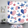 Love Heart US Flag Independence Day Shower Curtain Set for a Romantic Patriotic Bathroom Decor