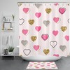 Love Heart Valentines Pink Shower Curtain With Gold And Grey Tones, Perfect For Bathroom Decor