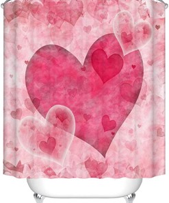 Love Heart Valentines Shower Curtain - Romantic Bathroom Decor
