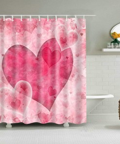 Love Heart Valentines Shower Curtain - Romantic Bathroom Decor