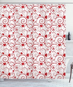 Love Hearts And Swirls Ornamental Shower Curtain With Classical Gardens And Romantic Happiness