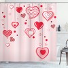 Love Hearts Candy Cane Balloons Decorative Shower Curtain with Home Decor Image, Durable Fabric and Waterproof Design 