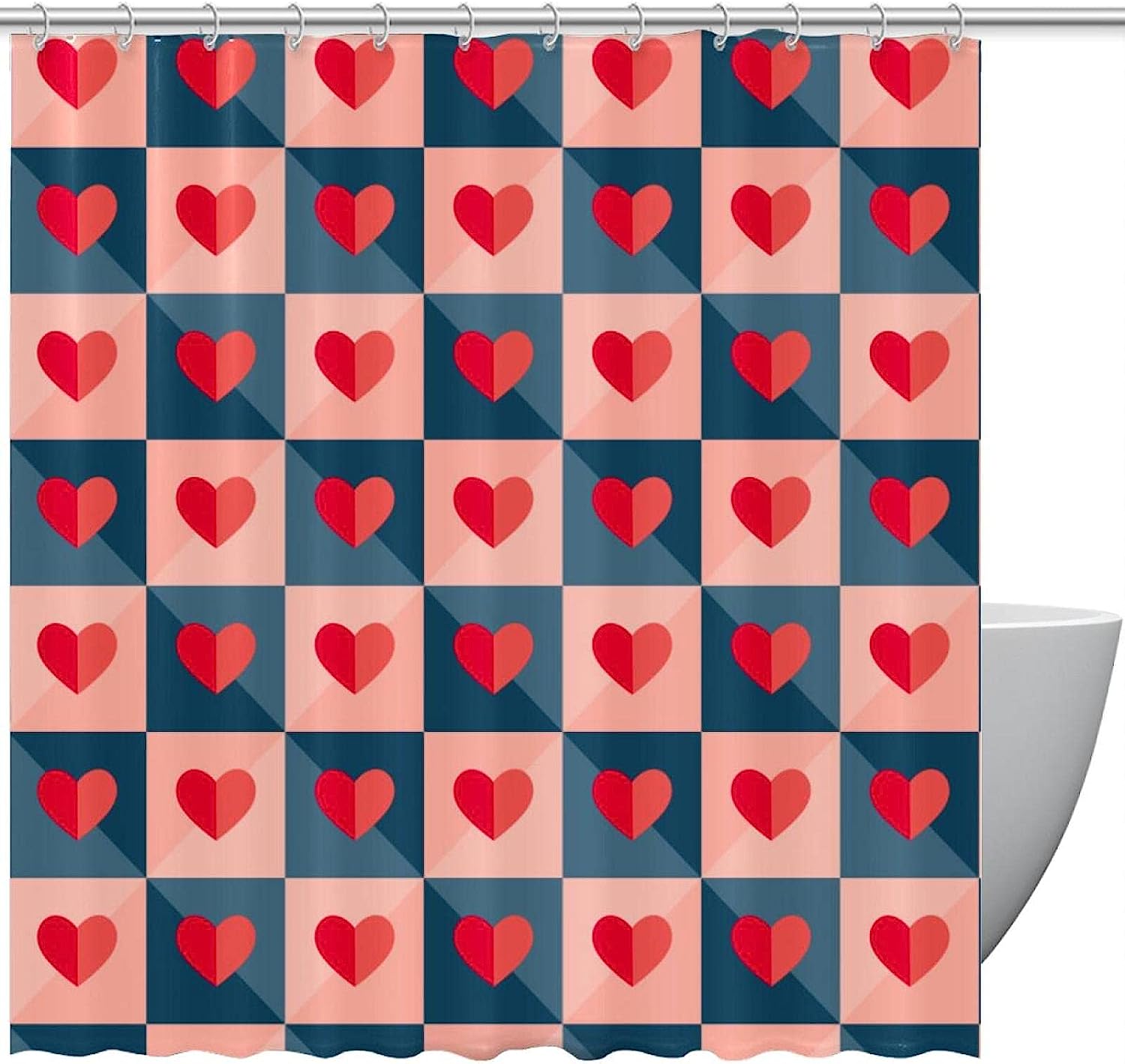 Love Hearts Pattern Shower Curtain with Unique Design