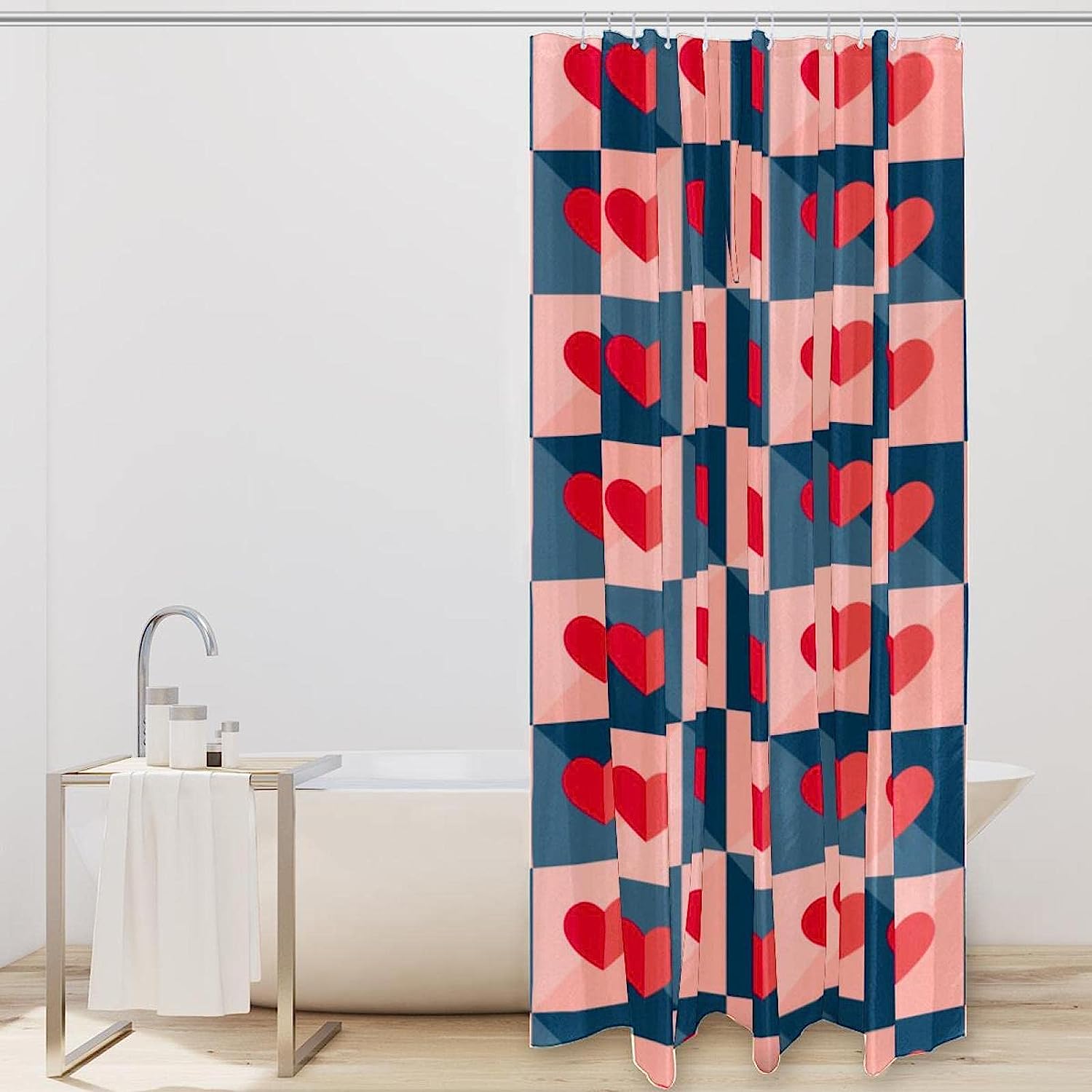Love Hearts Pattern Shower Curtain with Unique Design