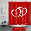 Love Hearts Red Background Shower Curtain Bathroom Accessory on Valentine's Day