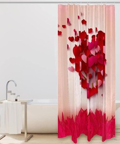 Love Hearts Tree Waterproof Shower Curtain for Bathroom Decor on Valentine's Day