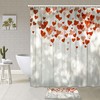 Love Hearts Wooden Board Print Shower CurtainRomantic Bathroom Decor for Women & Couples