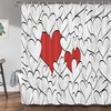 Love In Bloom Grey And Red Heart Shower Curtain