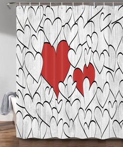 Love In Bloom Grey And Red Heart Shower Curtain