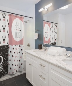 Love Is In The Air Rustic Arrow Pink Black Hearts Shower Curtain For Bathroom Decor