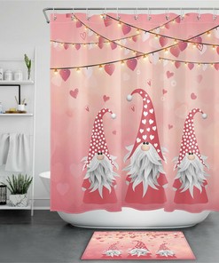Love Is In The Air With This Flowers Hearts Love Valentine'S Day Gnomes Shower Curtain