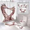 Love Kiss Cartoon Giraffe Shower Curtain Set with Waterproof and Cute Design 