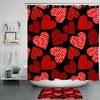 Love Red Hearts Black Shower Curtain Bathroom Accessory on Valentine's Day