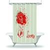 Love Red Roses Flourish Ornamental Flower Print Shower Curtain - Waterproof Drapes For Bathtub