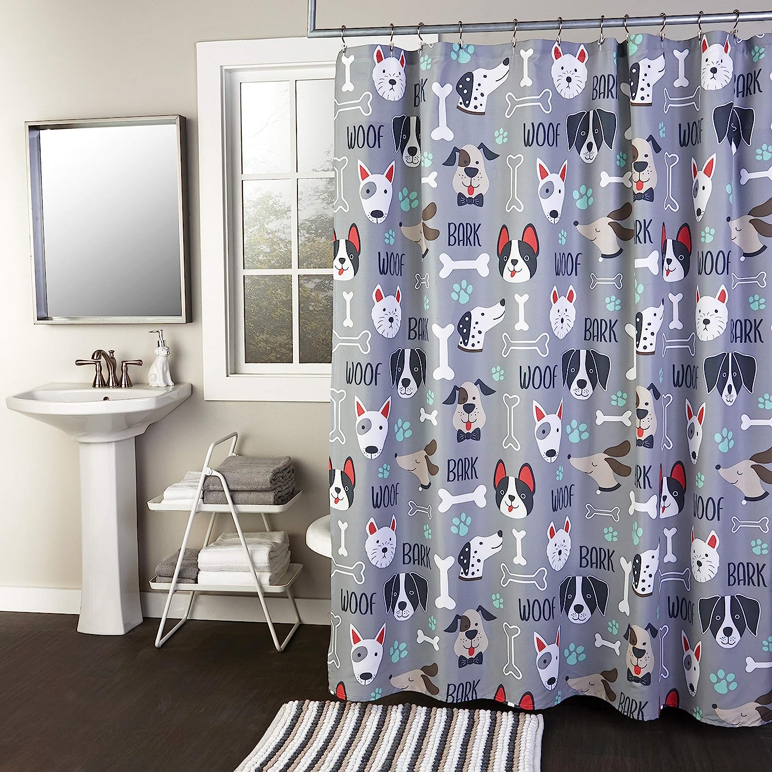 Love Script Valentine's Day Shower Curtain, Durable and Washable Colored Bathroom Decor