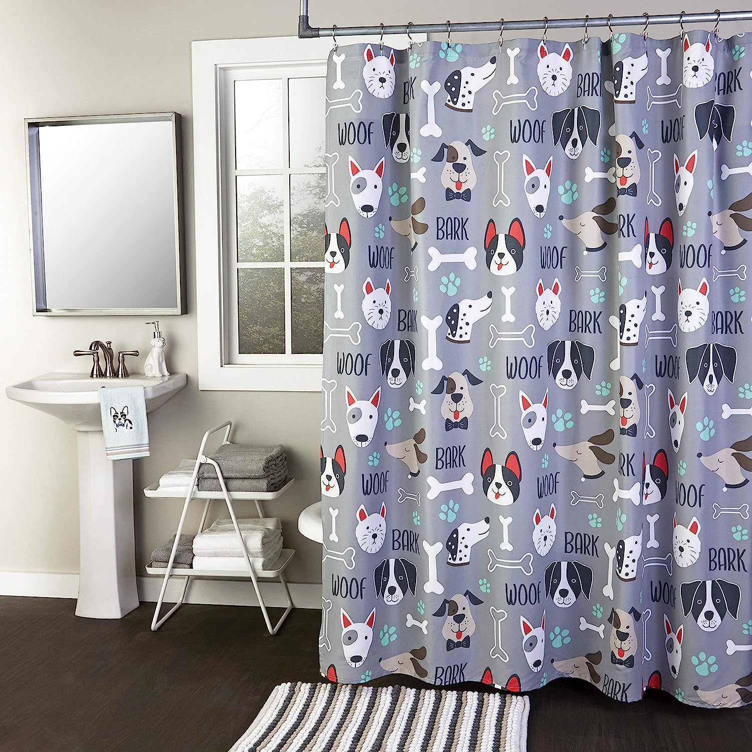 Love Script Valentine's Day Shower Curtain, Durable and Washable Colored Bathroom Decor