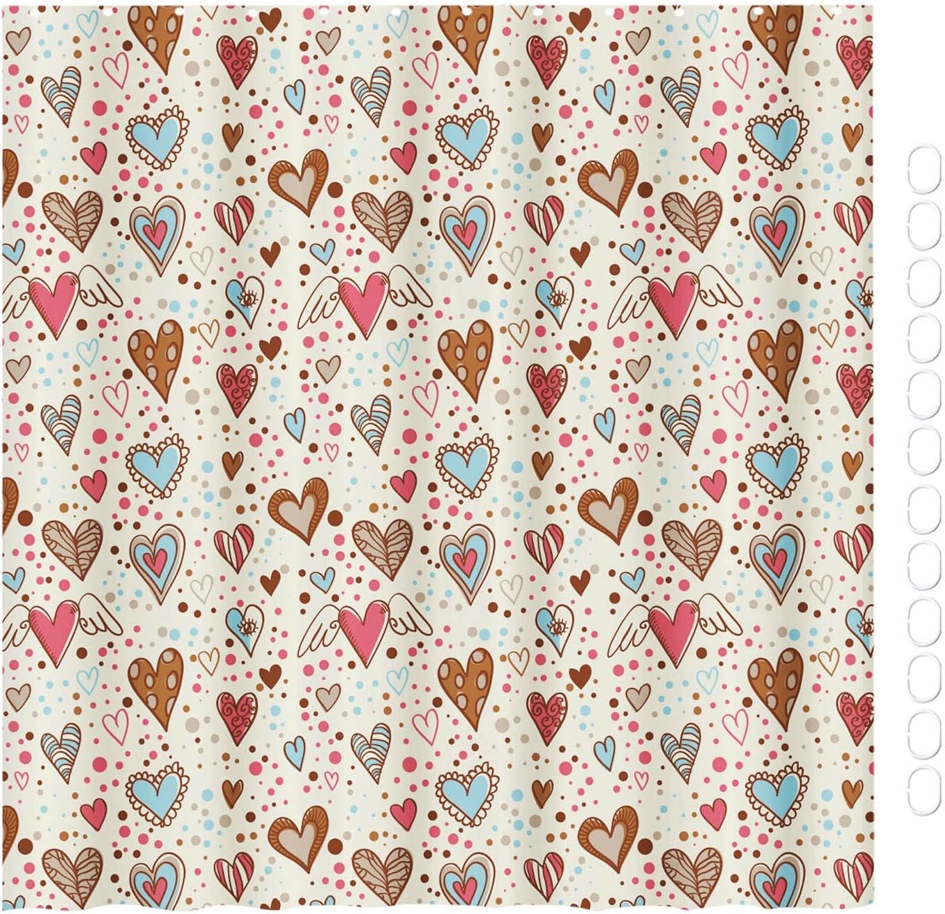 Love Seashell Print Shower Curtain - Valentines Day Decor