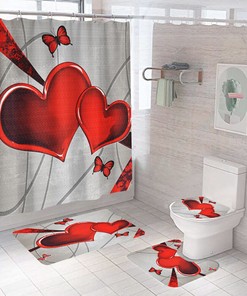 Love Shower Curtain Bathroom with Multiple Loving Themes, Fabric Durable and Water Resistant Design 