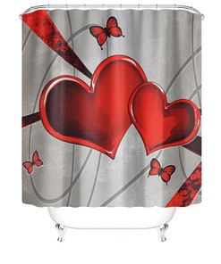 Love Shower Curtain Bathroom with Multiple Loving Themes, Fabric Durable and Water Resistant Design