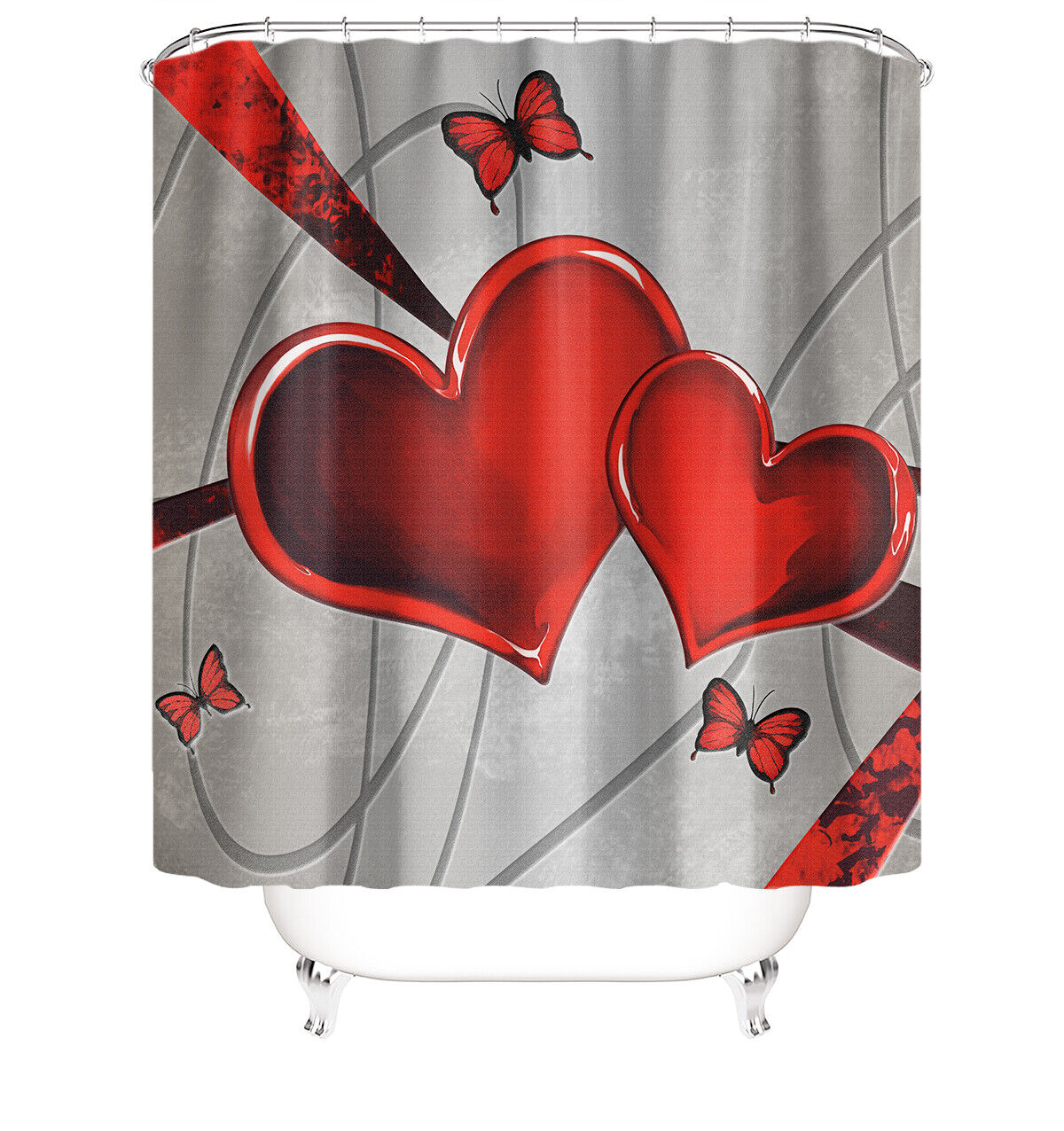 Love Shower Curtain Bathroom with Multiple Loving Themes, Fabric Durable and Water Resistant Design