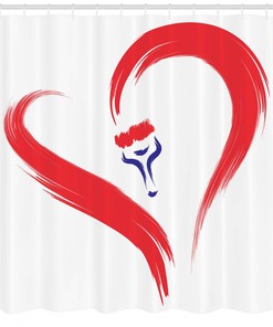 Love Shower Curtain Cute Red Simple Heart Icon Print for Bathroom, Fabric Durable and Water Resistant Design