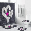 Love Shower Curtain Watercolor Effect Heart Print for Bathroom, Fabric Durable and Water Resistant Design 