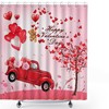 Love Themed Red Car Heart Balloon Tree Couple Valentine's Day Shower Curtain