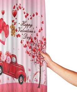 Love Themed Red Car Heart Balloon Tree Couple Valentine's Day Shower Curtain