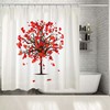 Love Tree Heart Shaped Shower Curtain with Printed Leaf Design for Bathroom