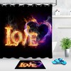 Love Words Heart Shape Fire Flame Valentine's Day Shower Curtain for Bathroom Decor