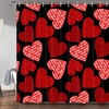 Love You Red And Black Hearts Letter Fabric Waterproof Shower Curtain To Show Your Love In Your Bathroom Decor