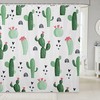 Love-Heart Rainbow Cute Cartoon Cactus Shower Curtain For Kids And Adults