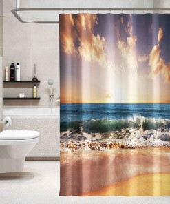 Lovely 3D Sea Tide Shower Curtain For Your Bathroom