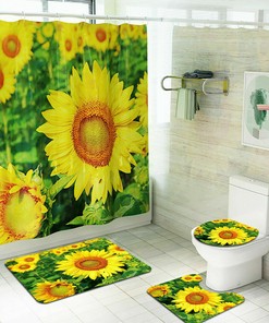Lovely 3D Sunflower Shower Curtain For Your Bathroom