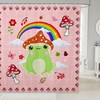 Lovely And Colorful Cartoon Frogs Kids Shower Curtain Ideal For Cabin Decor