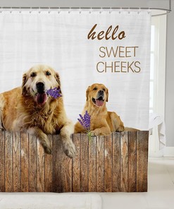 Lovely Animal Theme Cute Dogs Shower Curtain for Attractive Bathroom Decor