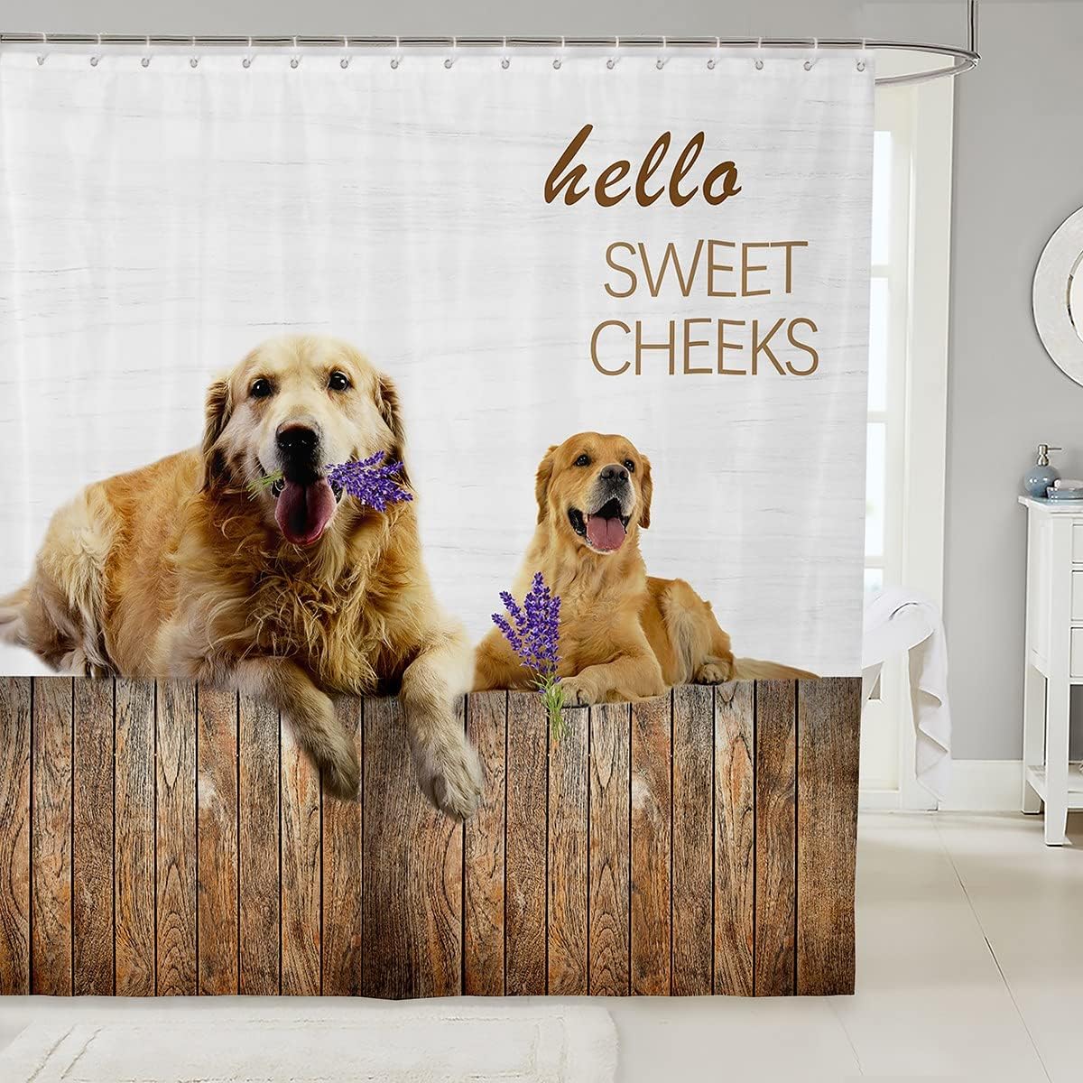 Lovely Animal Theme Cute Dogs Shower Curtain for Attractive Bathroom Decor
