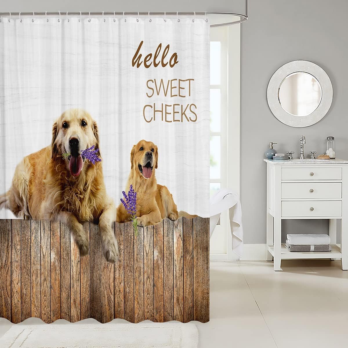Lovely Animal Theme Cute Dogs Shower Curtain for Attractive Bathroom Decor