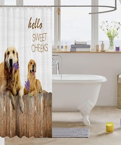 Lovely Animal Theme Cute Dogs Shower Curtain for Attractive Bathroom Decor