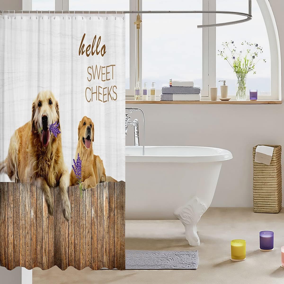 Lovely Animal Theme Cute Dogs Shower Curtain for Attractive Bathroom Decor