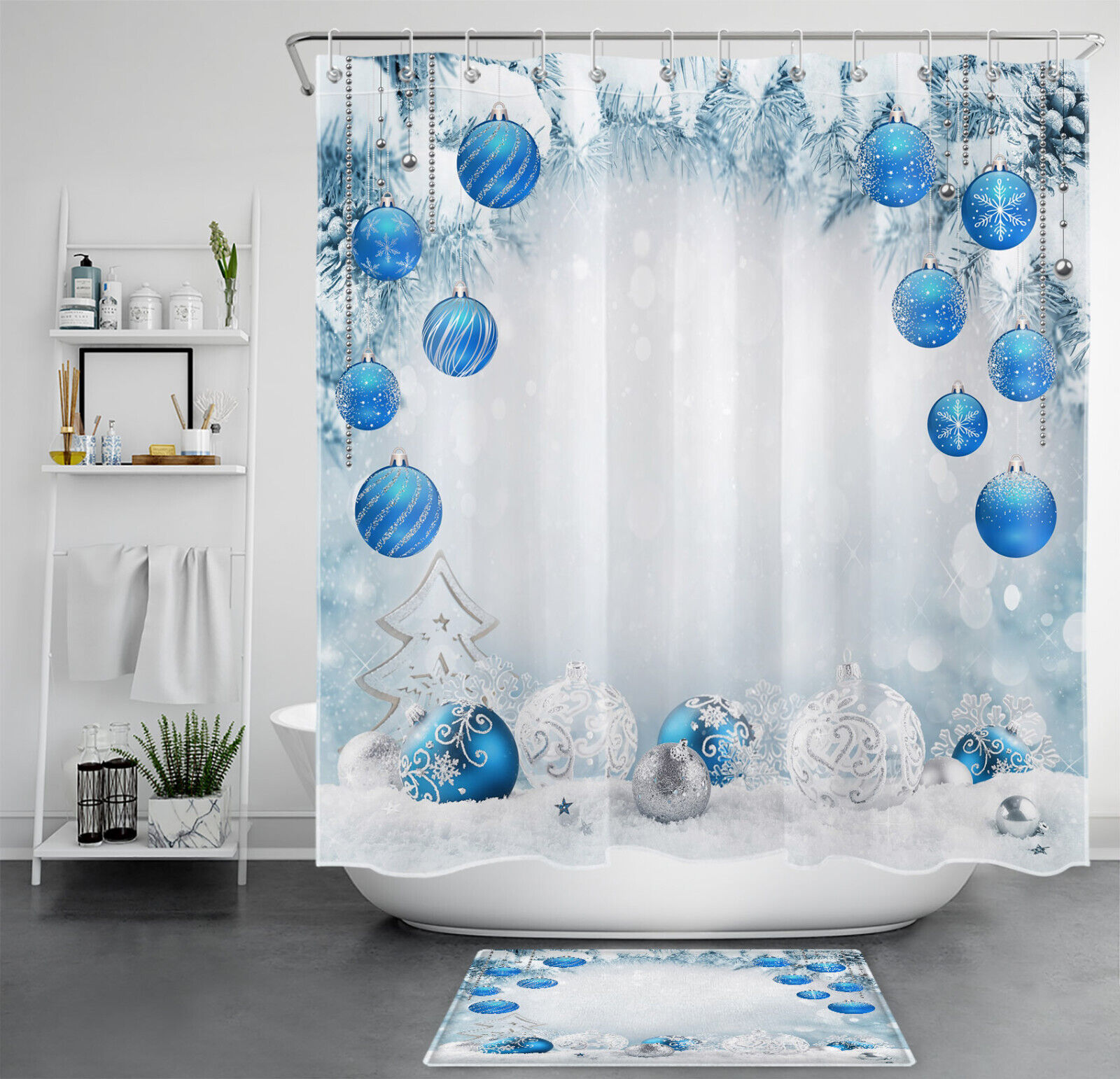 Lovely Bathroom Snow Globe Shower Accessories Set in Blue