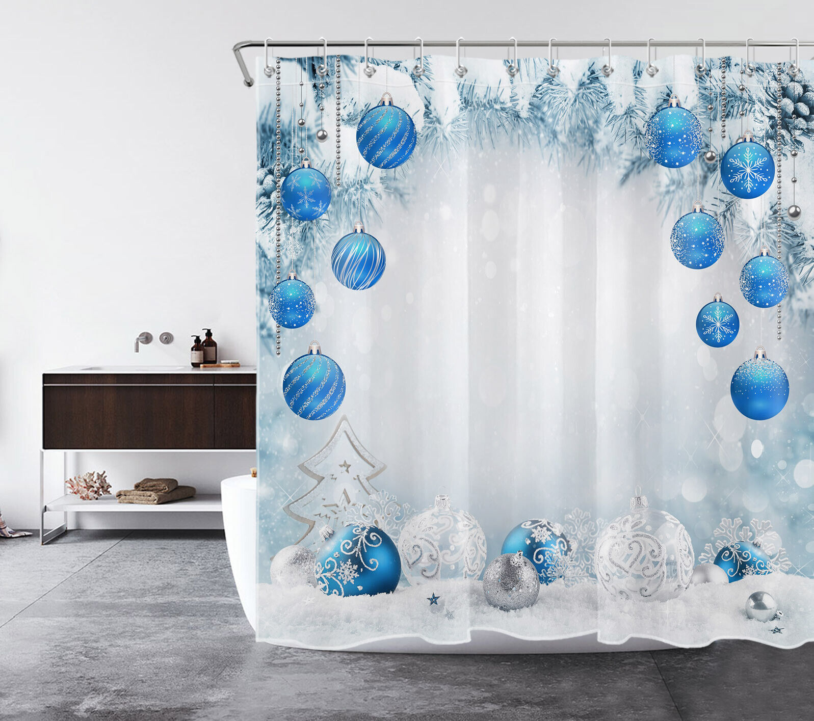 Lovely Bathroom Snow Globe Shower Accessories Set in Blue