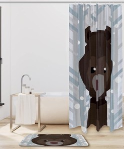 Lovely Bears Before Forest, Waterproof Shower Curtain - Restroom Shower Curtains