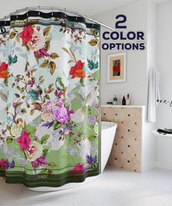 Lovely Birds And Flowers Shower Curtain For Classic Bathroom Decor