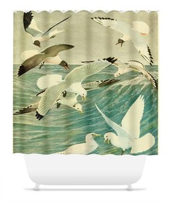 Lovely Birds Of York Gulls And Kittiwakes Shower Curtain For Unique Bathroom Decor