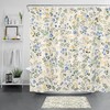 Lovely Blue Floral Botanical Yellow Flower Beige Shower Curtain For Bathroom Decor
