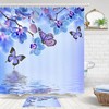 Lovely Butterflies and Phalaenopsis Fabric Shower Curtain with 12 Hooks for Nature-themed Bathroom
