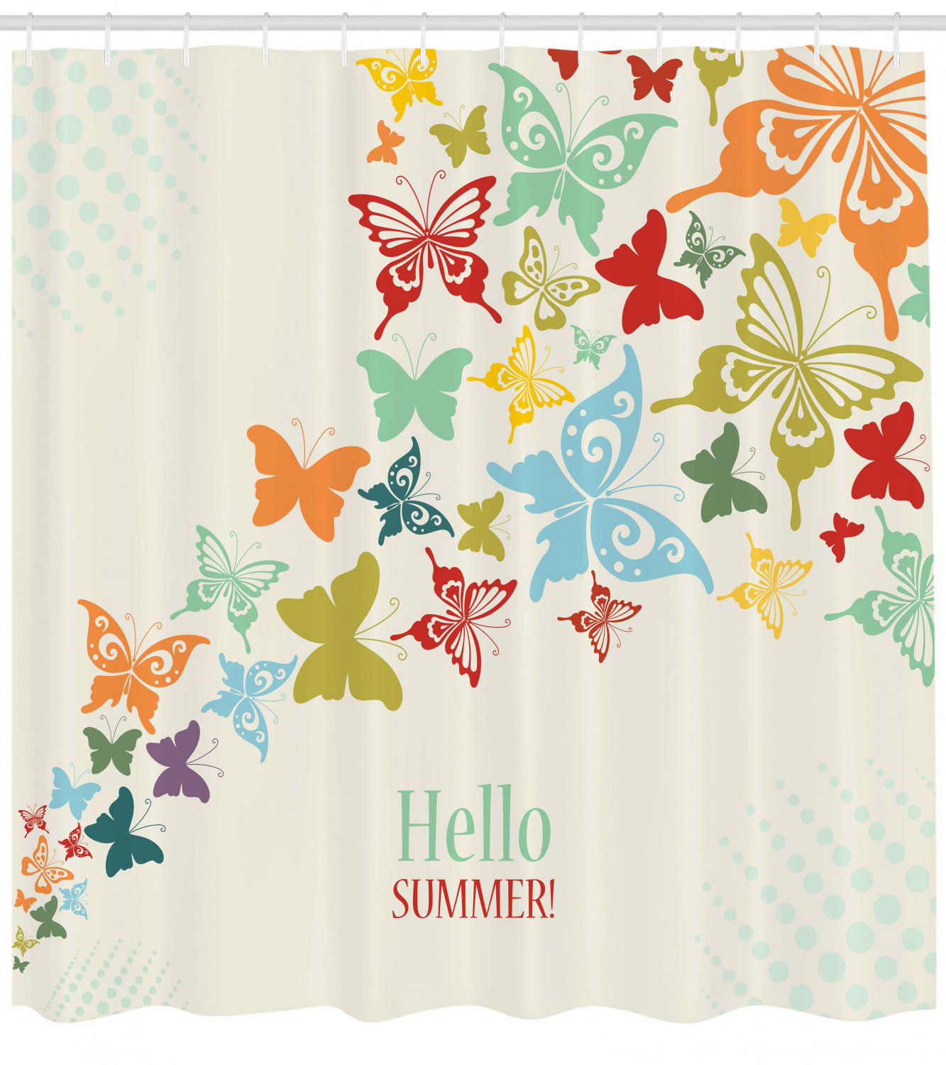 Lovely Butterfly Print Timber Colorful Shower Curtain For Rustic Bathroom Decor