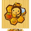 Lovely Cartoon Bee Print Bathroom Decor Shower Curtain Memory Foam Waterproof Fabric