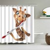Lovely Cartoon Giraffes Pink Pattern Waterproof Fabric Bathroom Shower Curtain